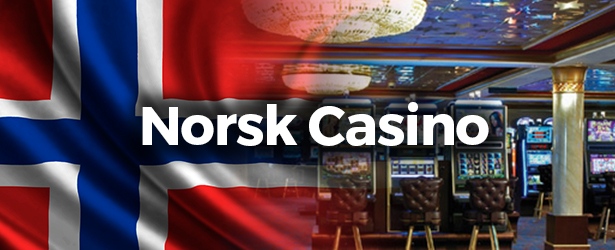 Norsk casino med norsk flagg og spilleautomater